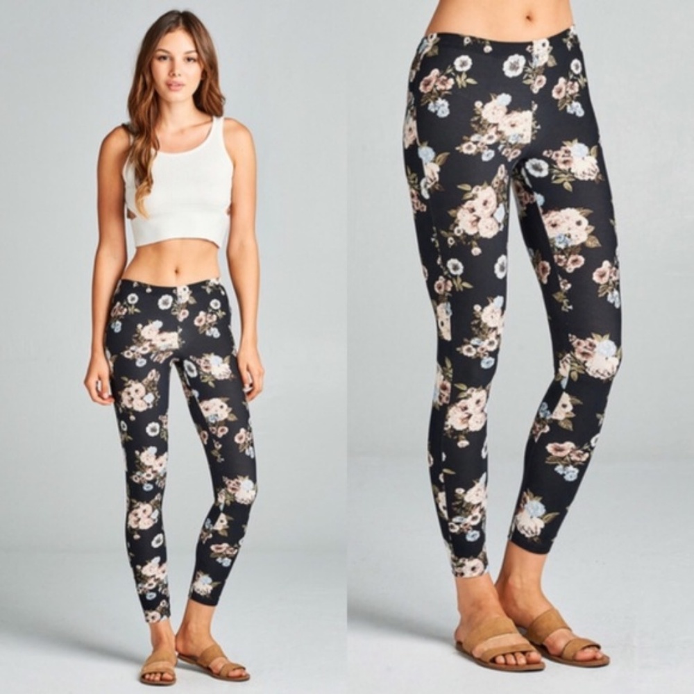 Final Sale! Pale Pink Floral Print Leggings
